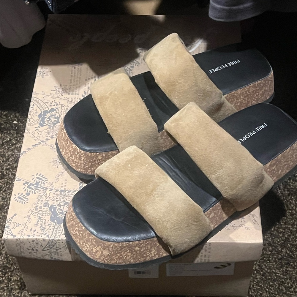 Free People Taupe Slide Sandals